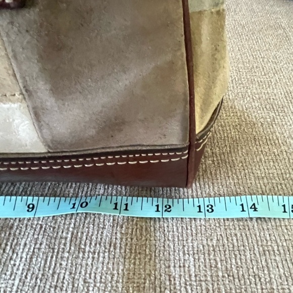 Coach Suede & Leather Patchwork Hampton Satchel Bag - Picture 10 of 14